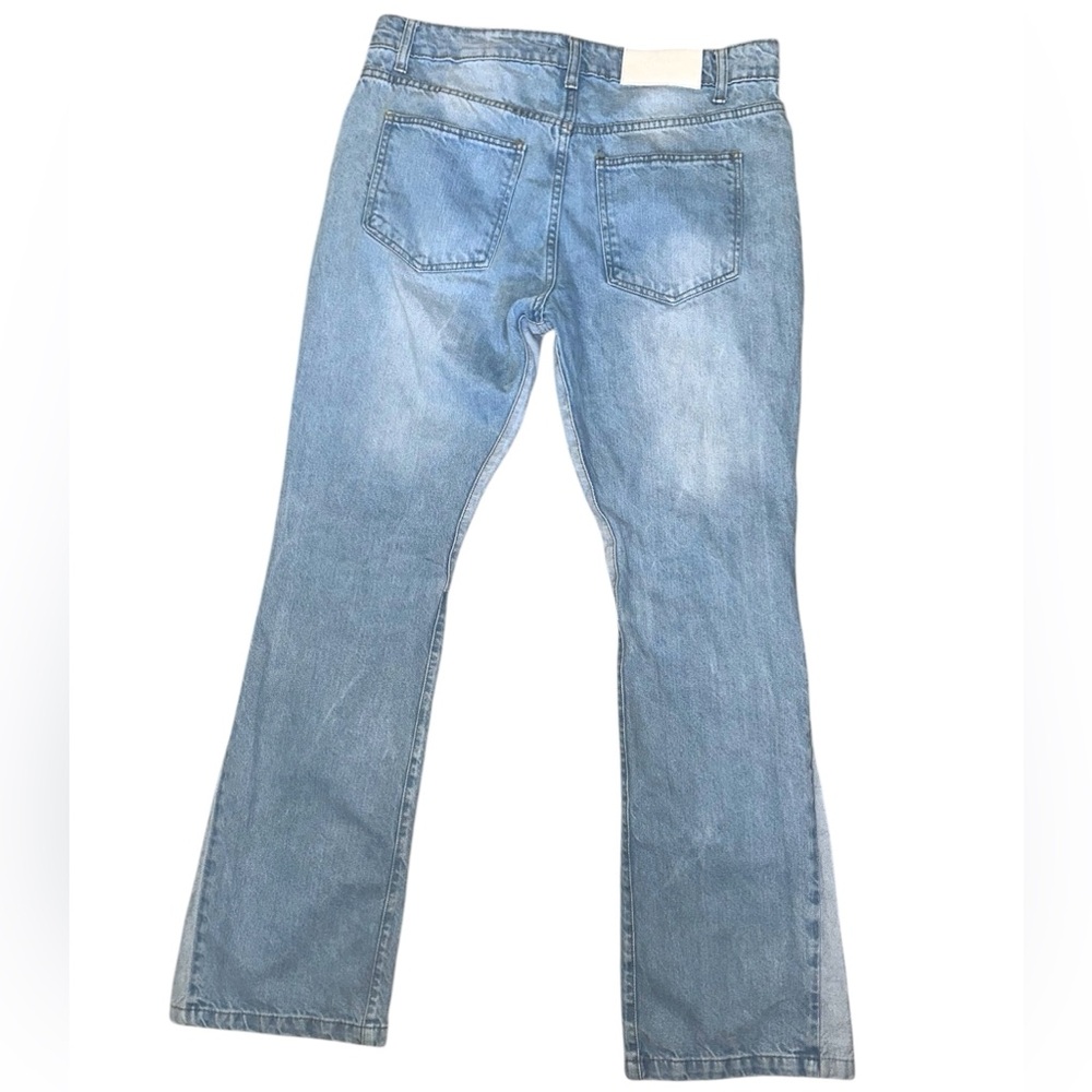 BoohooMAN | Men’s Slim Flare Panel Blue Jeans | Size 32 - Picture 2 of 4